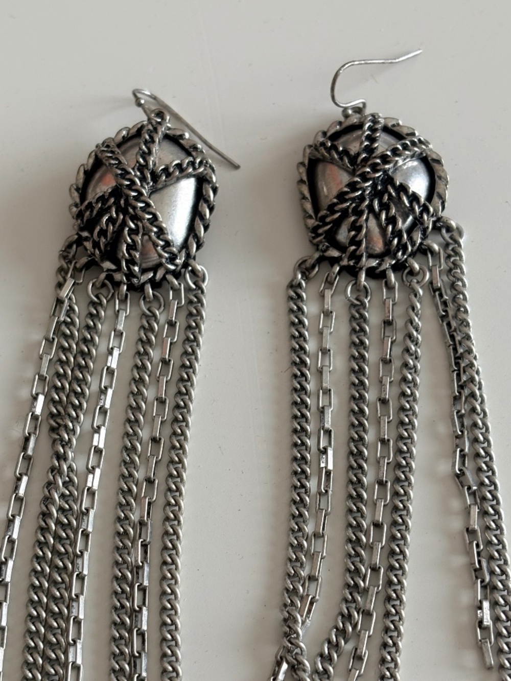 Long metal earrings
